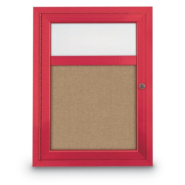 Slim Enclosed Corkboard, 30"x30", Black Alum Frame/Cobalt